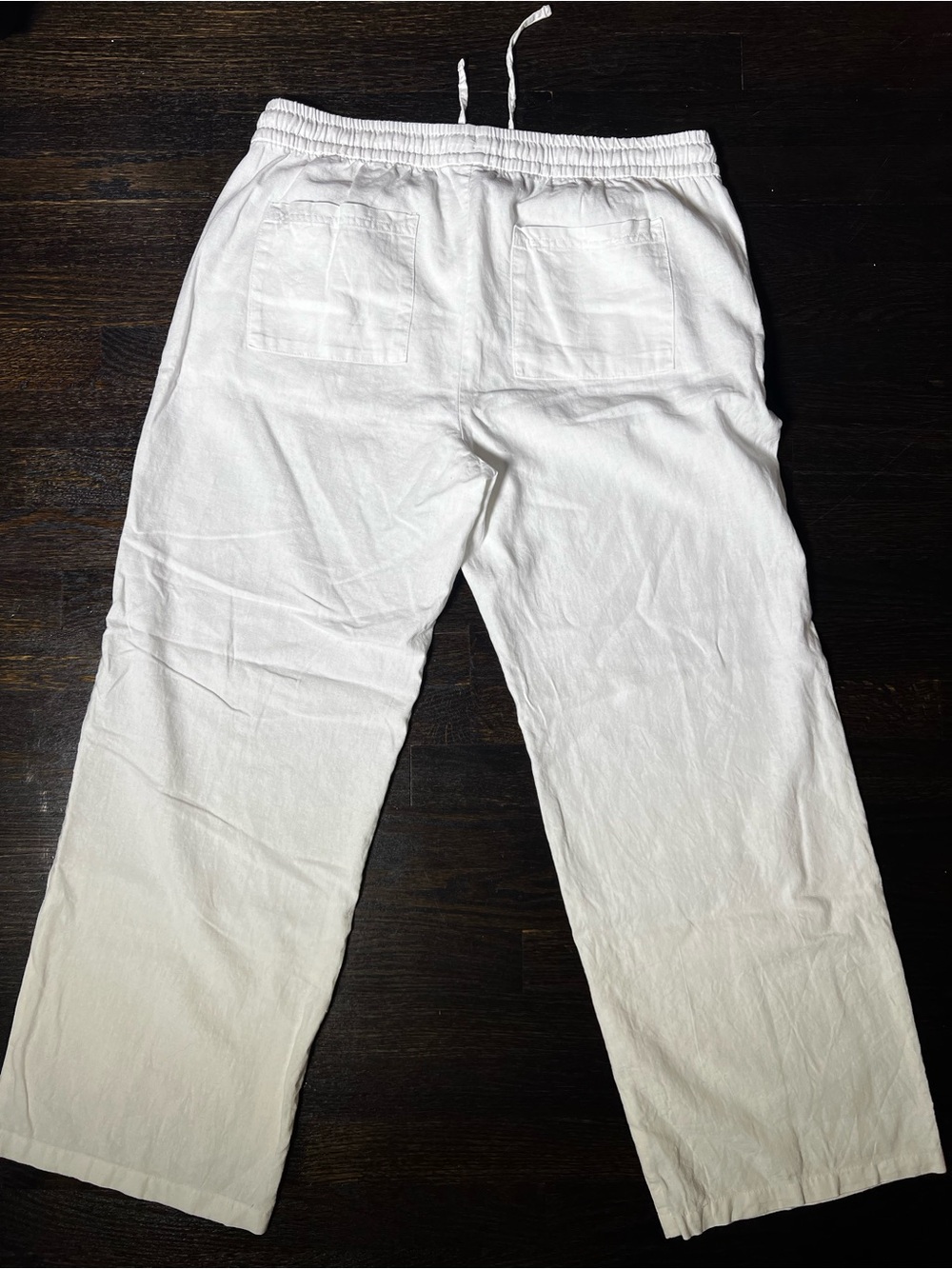 Old Navy Bright White High-Waisted Linen Blend Super Wide Leg Pants Large - Picture 6 of 9